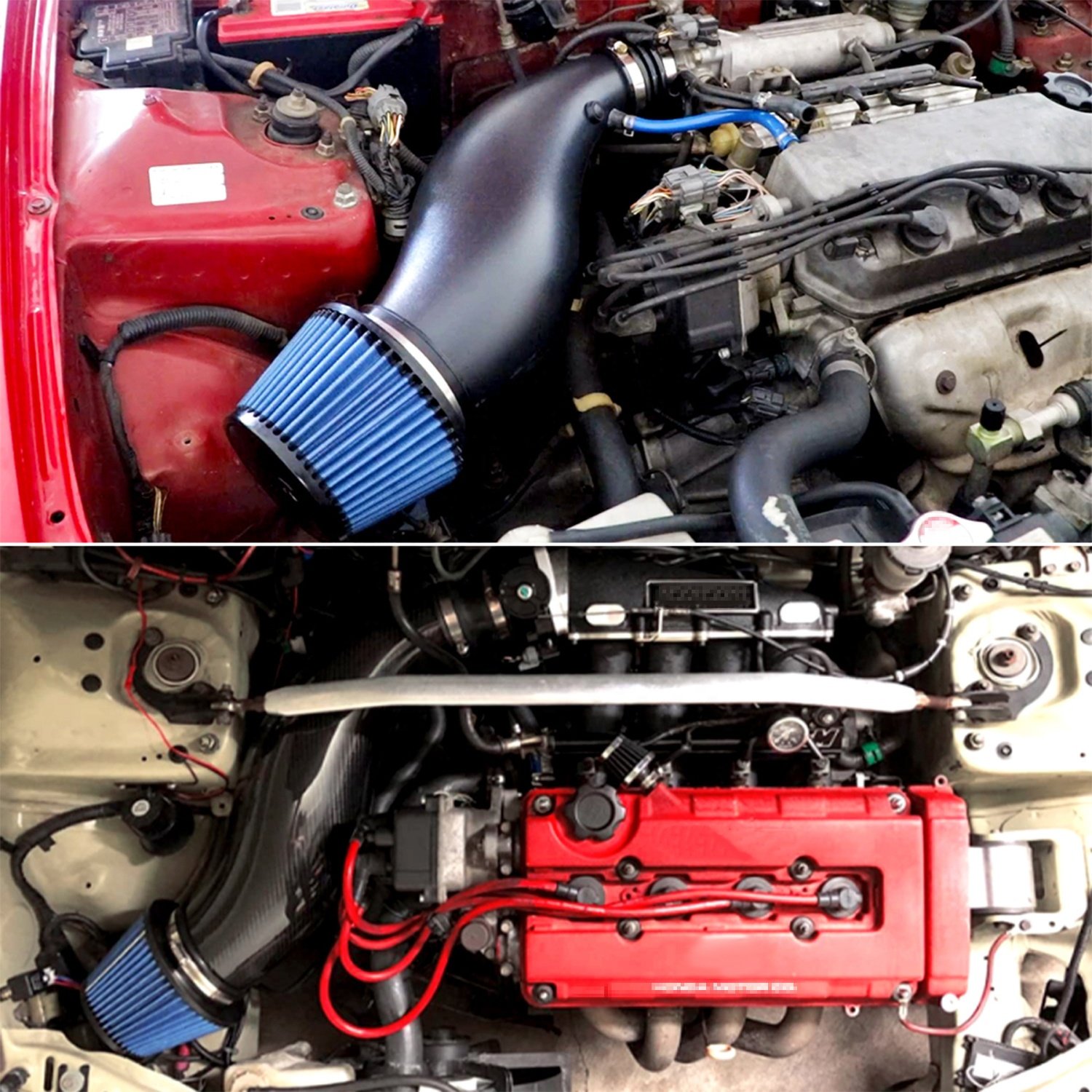 Universal High Flow Inlet Car Cold Air Intake Air Filter Cleaner Pipe Modified Scooter 4.5" / 115mm Blue PQY-AIT45B