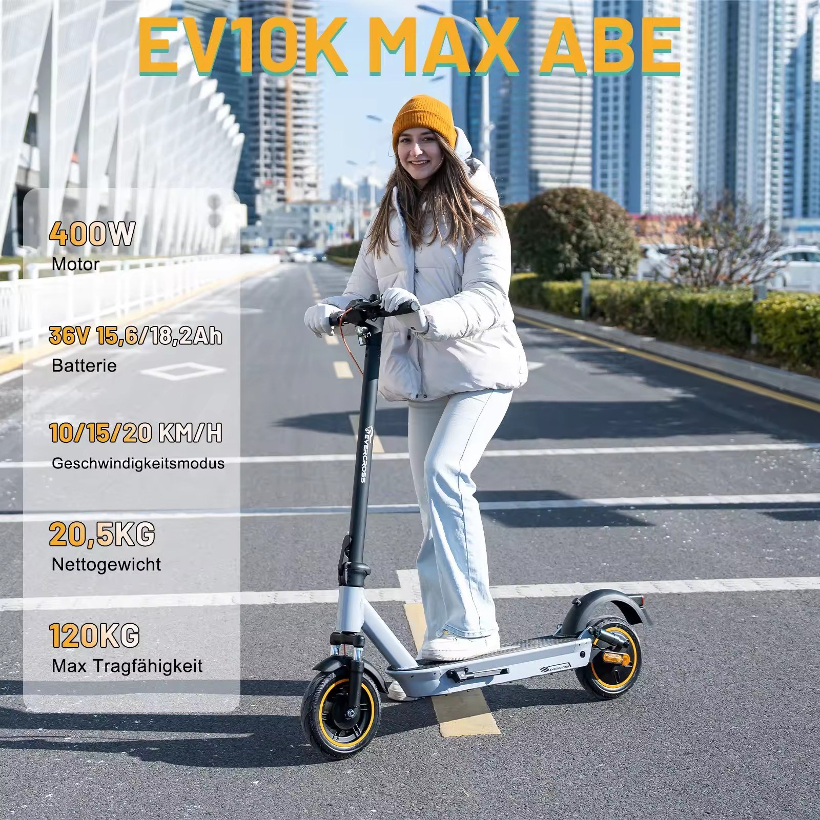 EU Warehouse EVERCROSS EV10K MAX Electric Scooter for Adult 55KM Range 400W 20km/h Folding E scooters
