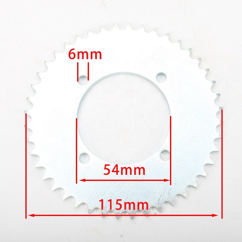 High quality 44 Tooth T8F Chain Sprocket Rear Wheel Sprocket for Motocross Mini Moto Motorcycle Electric Scooter Tricycle Parts