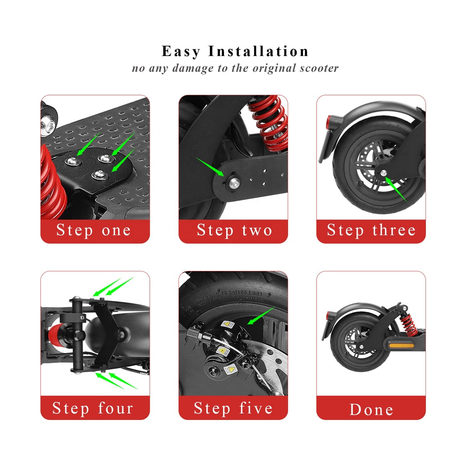 V2 Rear Shock Absorber with Mudguard and Taillamp for Xiaomi M365 and 1S Electric Scooter Upgrade Rear Suspension M365 Part