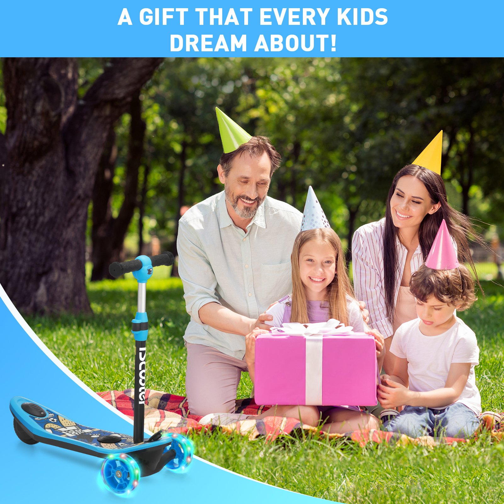 EU STOCK No Tax high quality electric scooter kids LED light Hummer 3 wheel scooter children