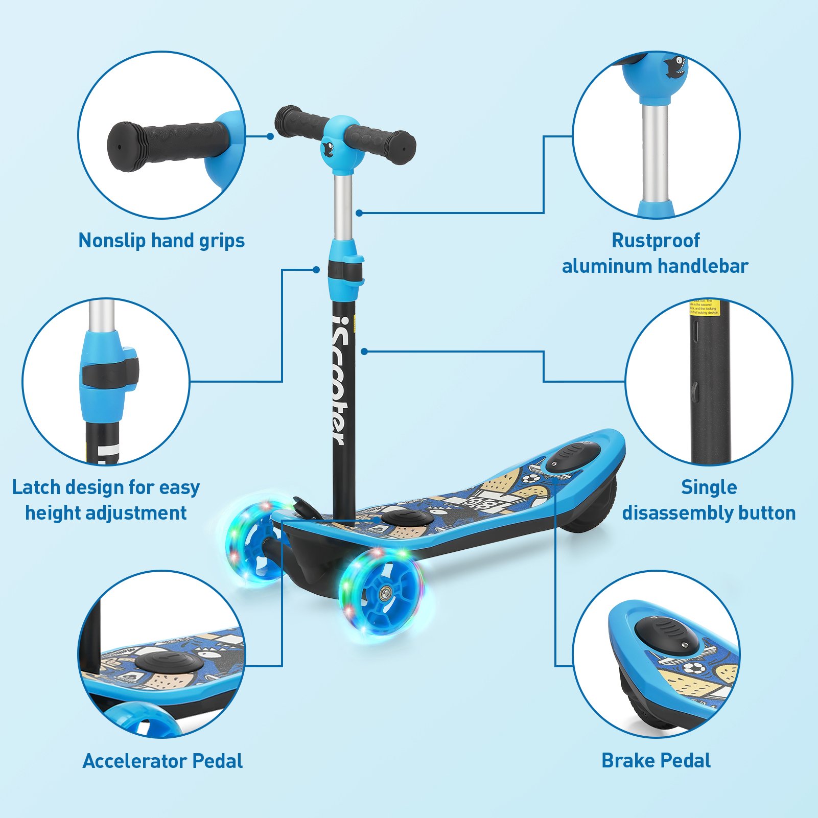 EU STOCK No Tax high quality electric scooter kids LED light Hummer 3 wheel scooter children
