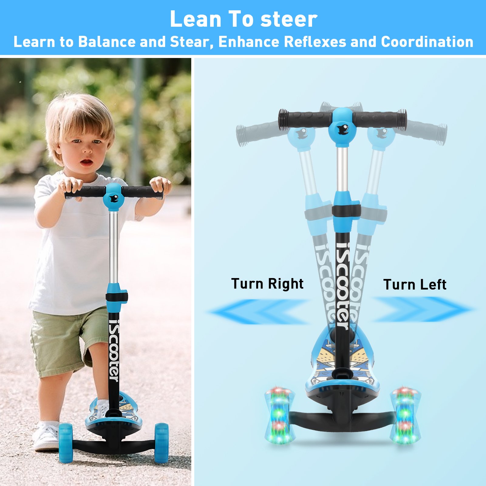 EU STOCK No Tax high quality electric scooter kids LED light Hummer 3 wheel scooter children