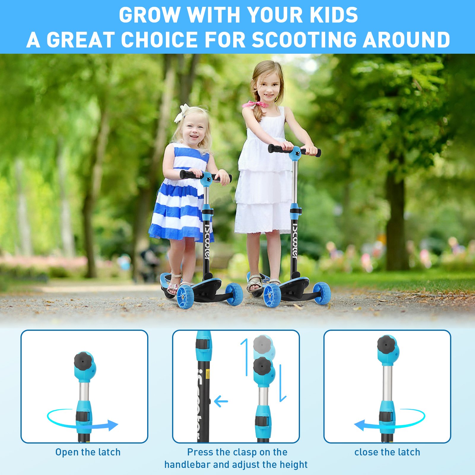 EU STOCK No Tax high quality electric scooter kids LED light Hummer 3 wheel scooter children