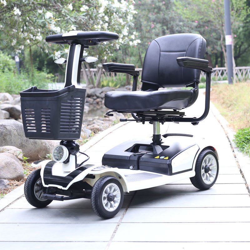 Four wheel electric scooter with the detachable battery led light leather cushion and electromagnetic brake manual mode- BZ-XSL