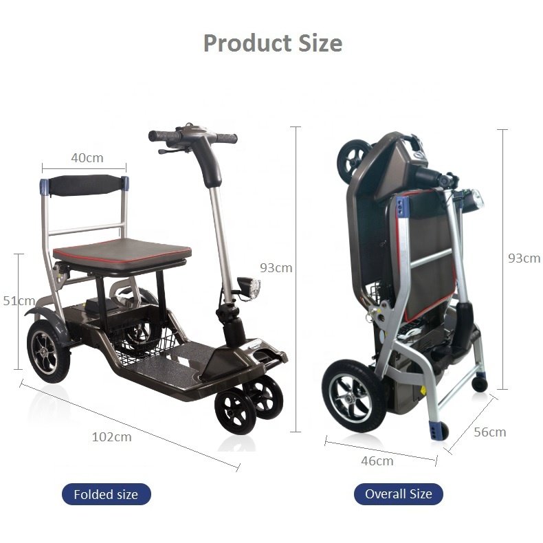 KSM-907 Modern Fashion Electric Folding Scooter, Lightweight Mobility Scooters Wheelchair 4 Wheel Only 19kgs Used Immediately