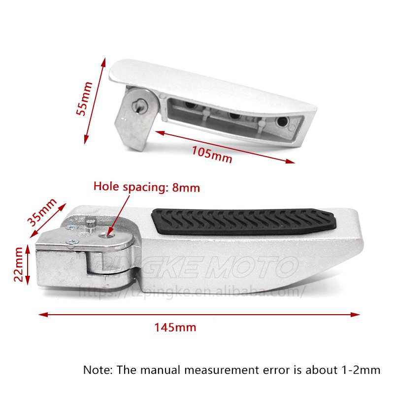Silver Aluminum Scooter Body Parts Motorcycle Footrest Accessories with Rubber Foot Pads Comfortable Stirrups