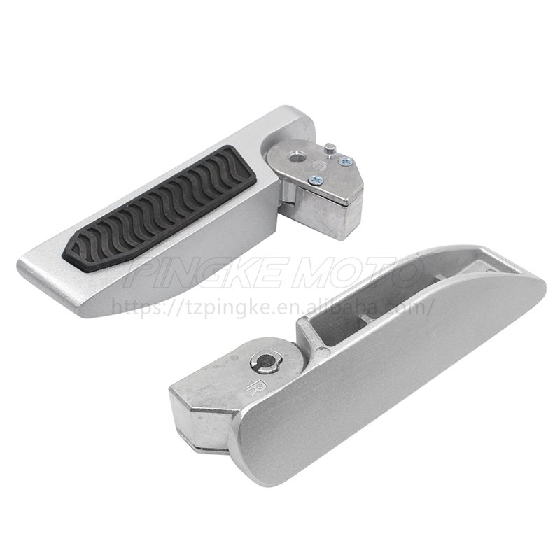 Silver Aluminum Scooter Body Parts Motorcycle Footrest Accessories with Rubber Foot Pads Comfortable Stirrups
