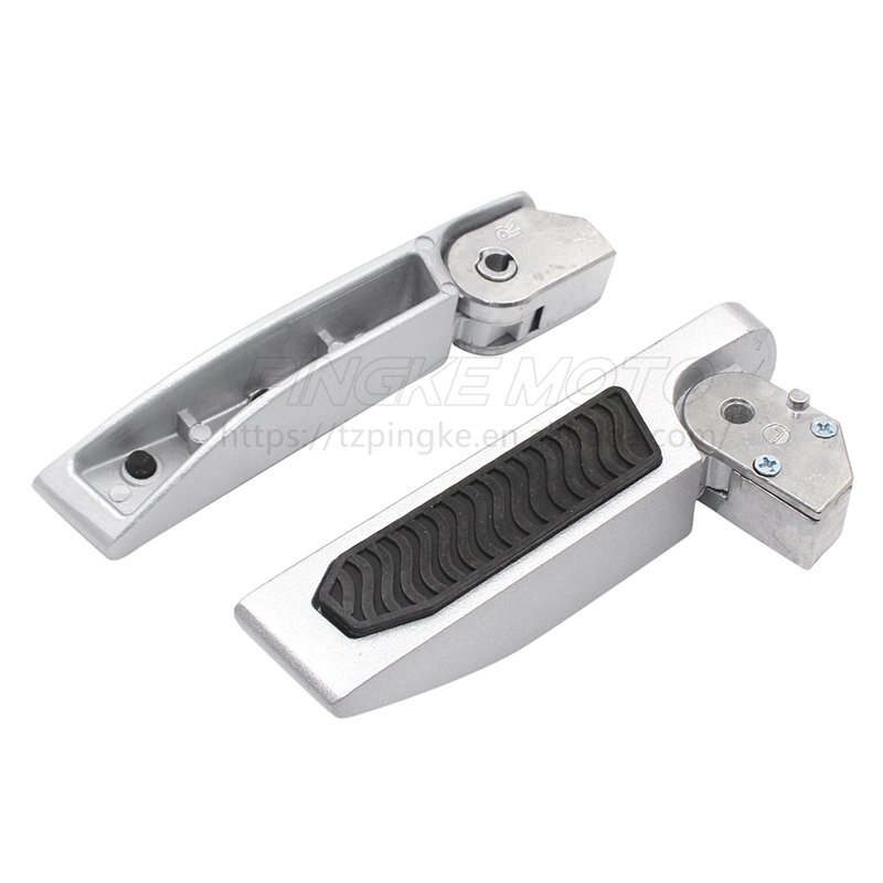 Silver Aluminum Scooter Body Parts Motorcycle Footrest Accessories with Rubber Foot Pads Comfortable Stirrups