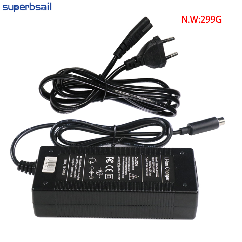 Superbsail Scooter Power Charger 42V 2A Adapter EU/UK/US/AU Plug For Mi M365/ES2/ES4 Electric Scooter Parts CE Battery Charger