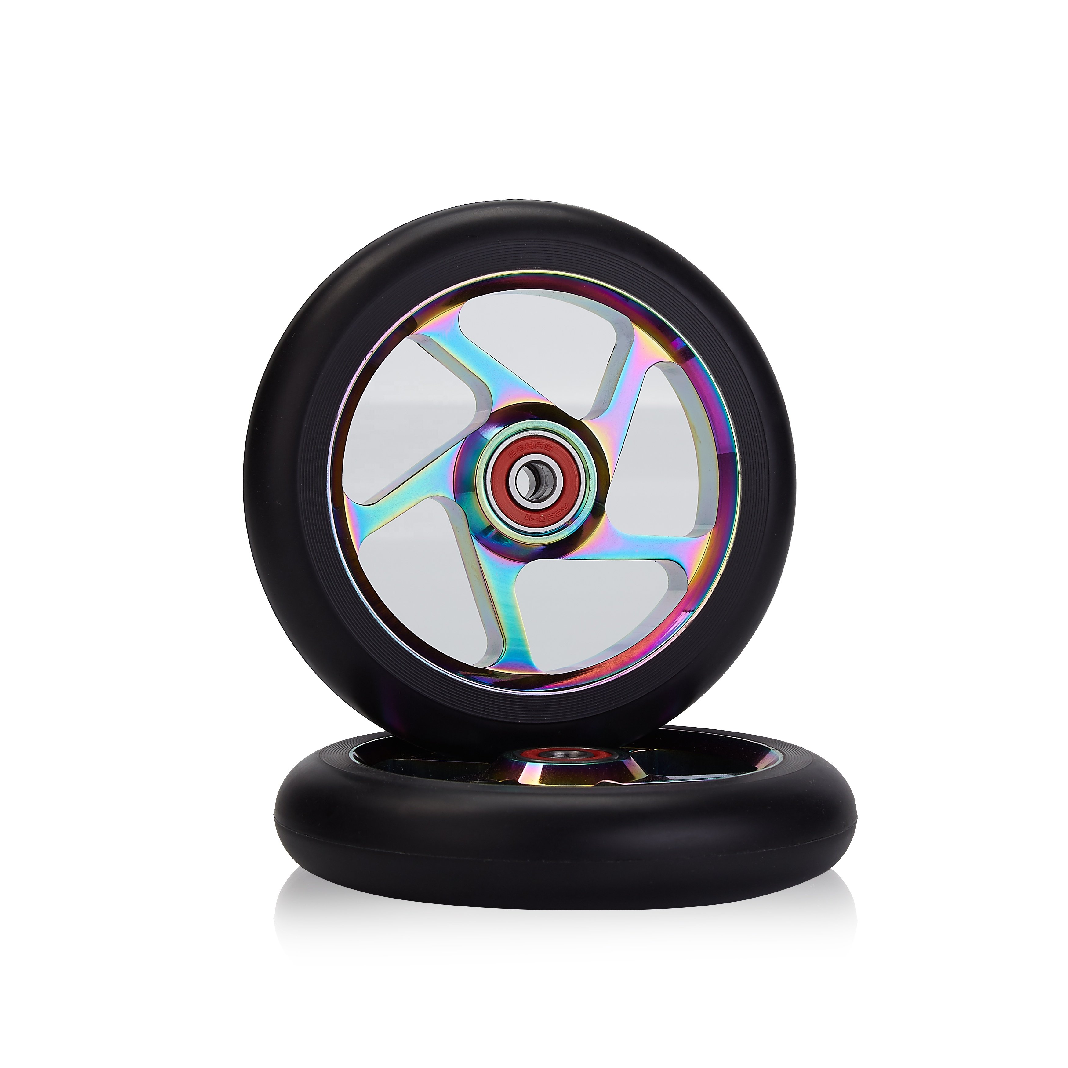 Huoli Pro Stunt Scooter Wheels 100mm 110mm 120mm Aluminum Core with Durable ABEC-9 Bearing PU Rubber Accessory for Kick Scooters