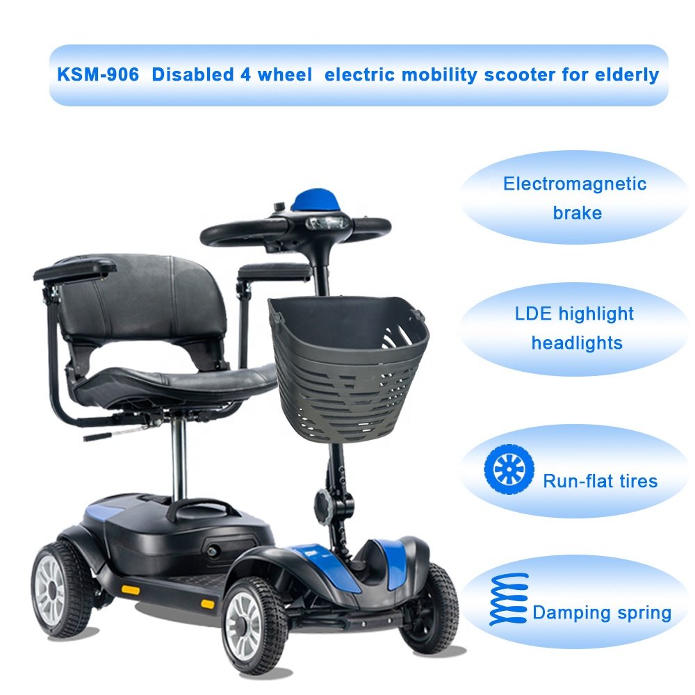 KSM-906 Off Road Mobility Seat Roof Collapsible 4-Wheel Old Person Newest Outdoor Foldable 4 Wheel Electric Scooter For Elderly