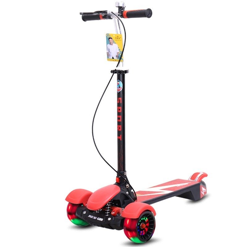 2024 Baby Kick Scooter Lighted Three-Wheel Foldable Balance Training Walker for Children Aged 6-8 Years Durable PU Wheels