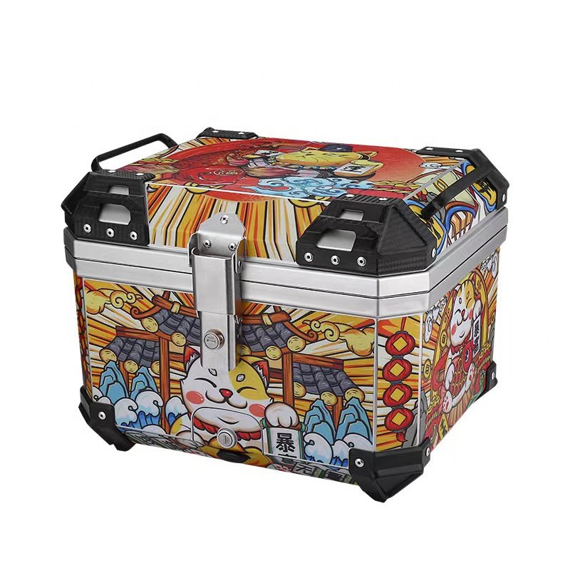 ABS Motorcycle Tail Boxes Scooter top case 57L motorcycle rear trunk with fashionable sticker Scooter Accessories and parts