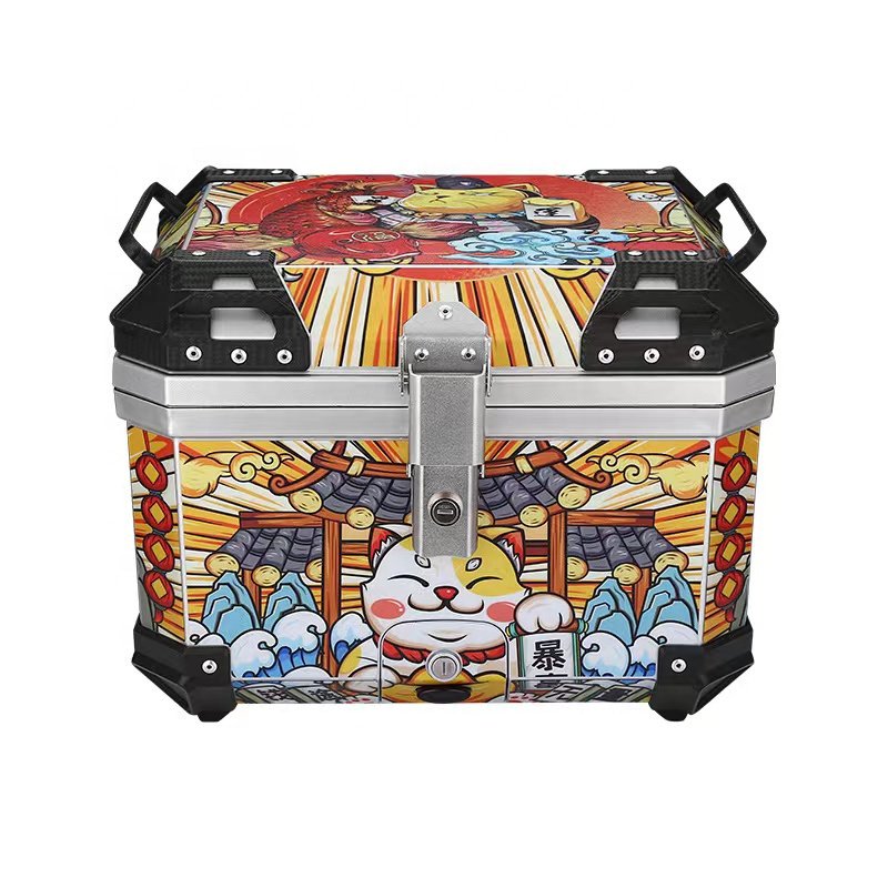 ABS Motorcycle Tail Boxes Scooter top case 57L motorcycle rear trunk with fashionable sticker Scooter Accessories and parts