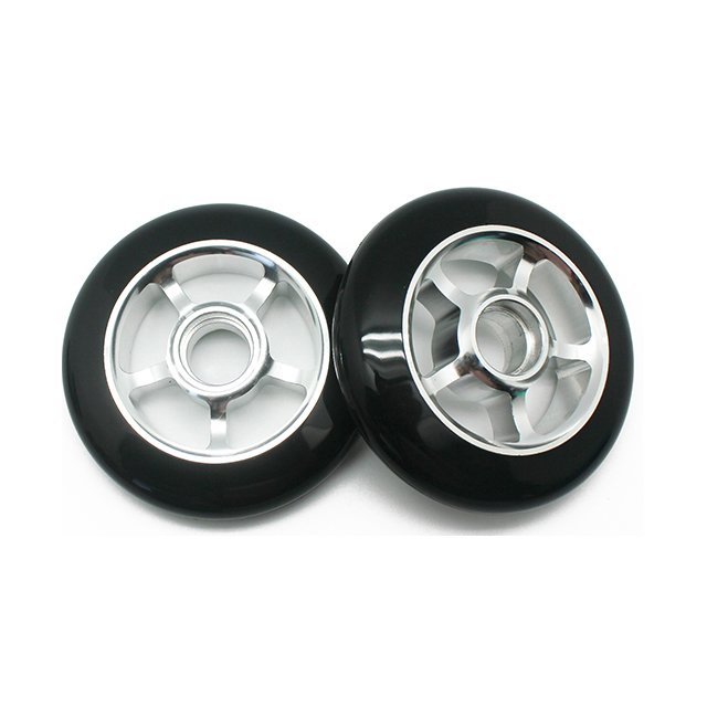 High quality scooter parts strong core wheels wholesale alloy 125mm 120mm 110mm PU scooter wheels scooter accessories