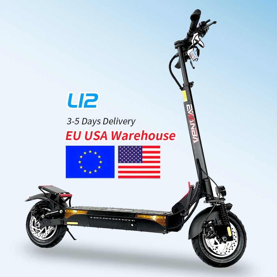 EMANBA 48v 10 Inch Off-Road Electric Scooter Foldable 2-Wheel 45km/h 13Ah Scooter with 4 Shock Absorb for EU UK