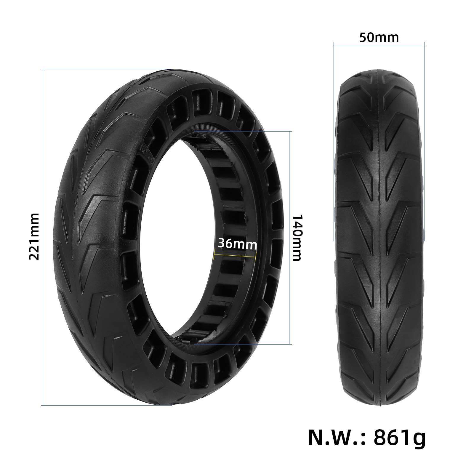 8.5 Inch Honeycomb Solid Tire 8 1/2 *2 Solid Tyre With Square Big Hole For M365 Pro 1S Electric Scooter Tires Repairement Parts