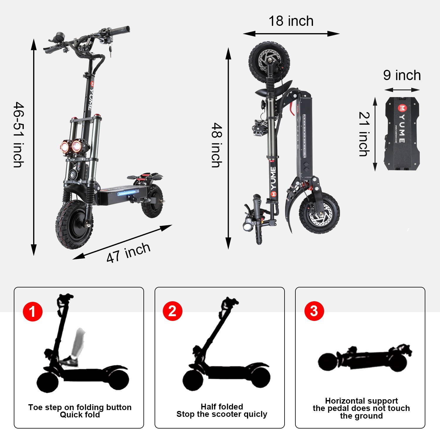 [US AU stock ]YUME ready to ship Two wheels powerful scooter electric scooter 2400w double motor adult 10 inch wide wheel
