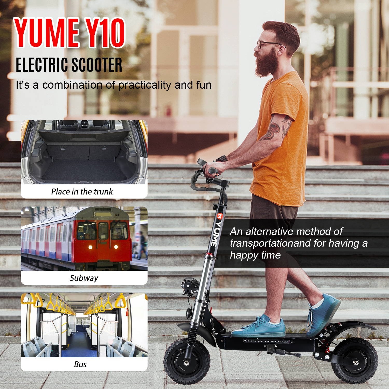 [US AU stock ]YUME ready to ship Two wheels powerful scooter electric scooter 2400w double motor adult 10 inch wide wheel