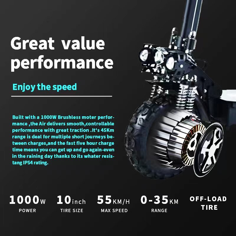 European EU Warehouse Dropshipping 50km/h 15AH 800W Off road Adult 10 inch Electric Scooter