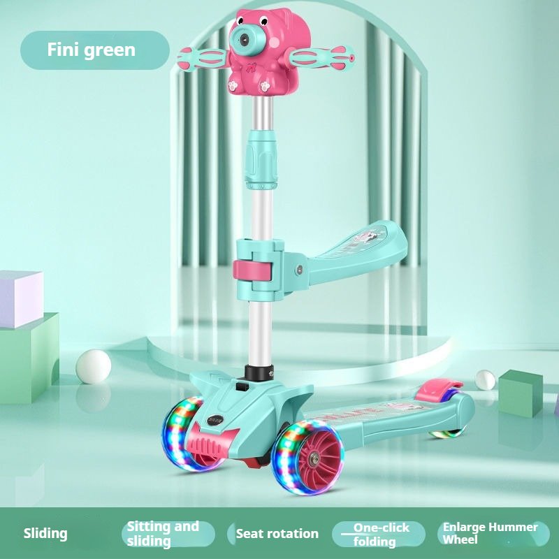 Bubble Pattern Kids' Pedal Scooter Age 2-8 Years 3 Wheels Outdoor Play PU Material Gift for Children