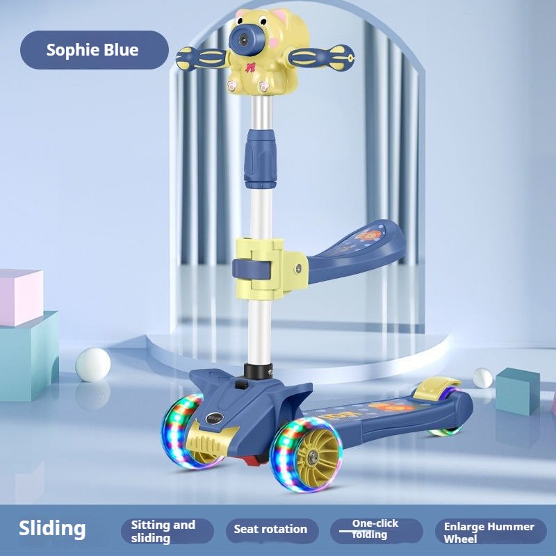 Bubble Pattern Kids' Pedal Scooter Age 2-8 Years 3 Wheels Outdoor Play PU Material Gift for Children