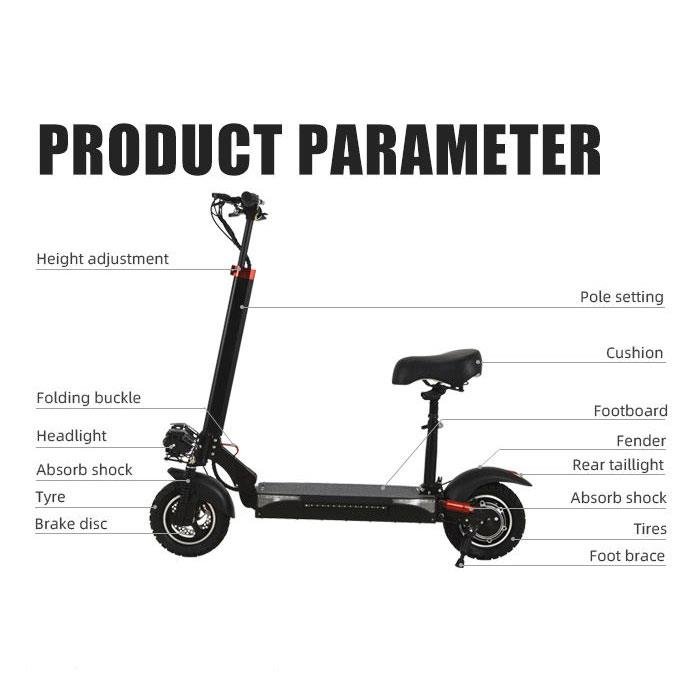 10 Inch Two Wheel Electric Scooter Adult 50 km Long Range Foldable Electric Scooter Powerful Adult EU UK Warehouse