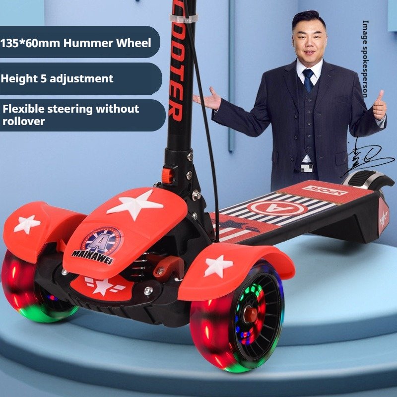 Cartoon 3-Wheel Scooter for Boys and Girls Aged 3-12 Years PU Material Walker Made in China