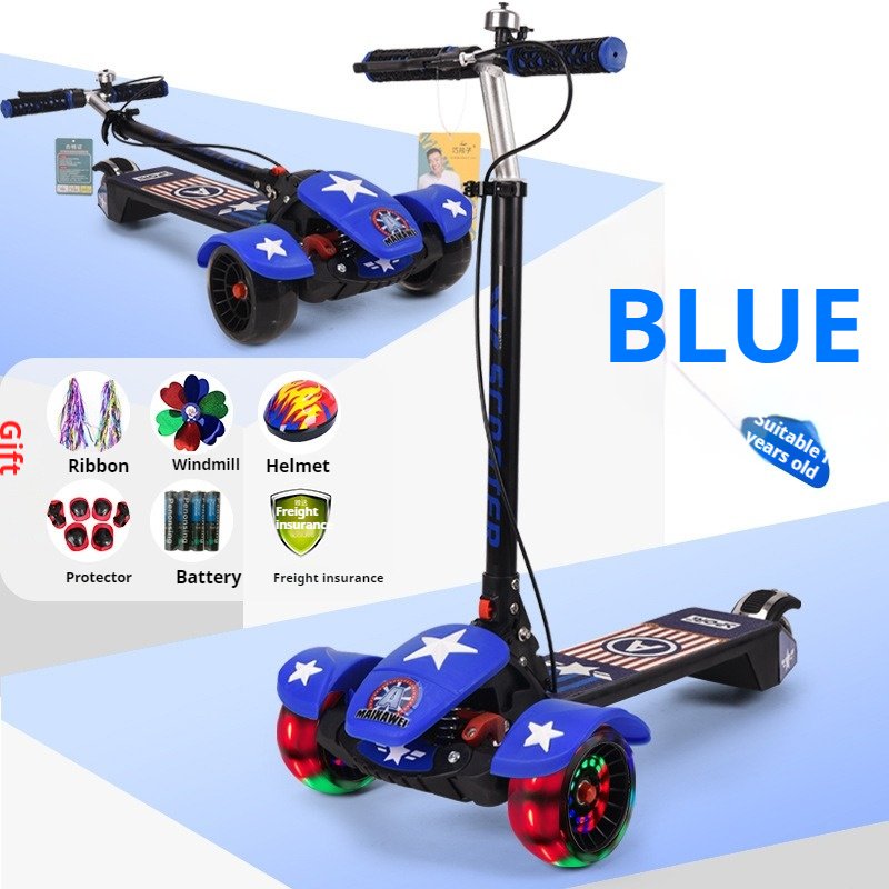 Cartoon 3-Wheel Scooter for Boys and Girls Aged 3-12 Years PU Material Walker Made in China