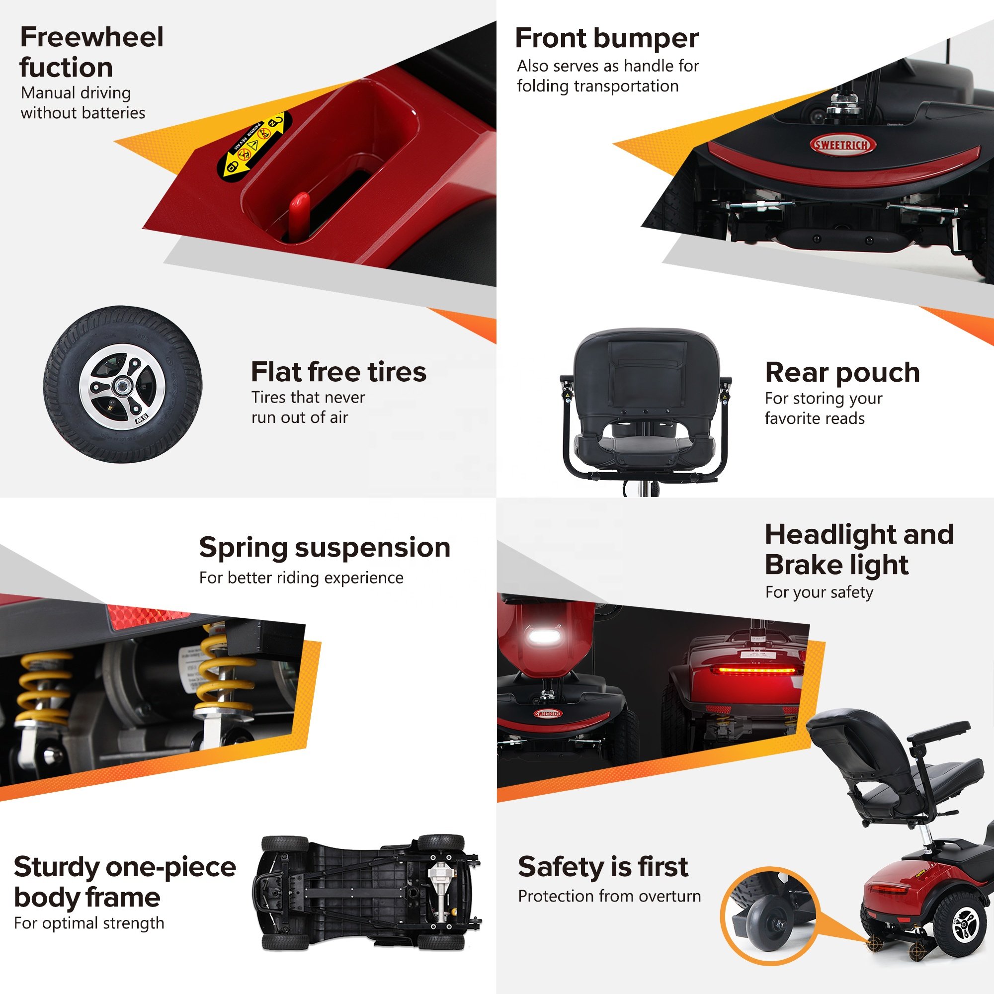 lithium battery powered 4 wheels electric scooter for adults electric tricycle mobility scooter for handicapped