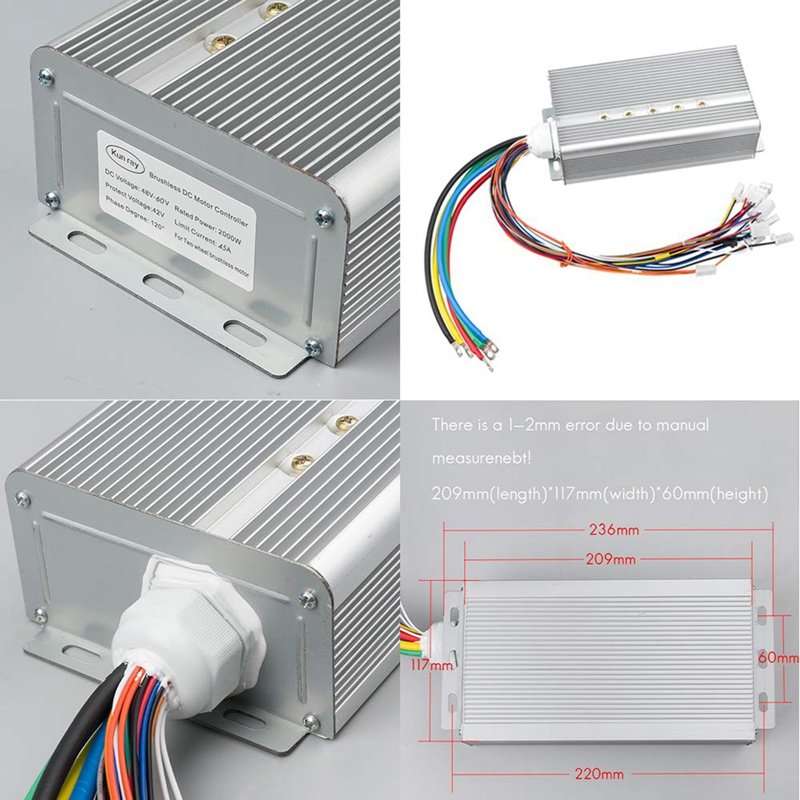 Kunray 48V 2000W High-Speed 45A Controller Electric Bicycle Engine Brushless DC Motor Kits Low E-Tricycle Fan Motorcycle DIY