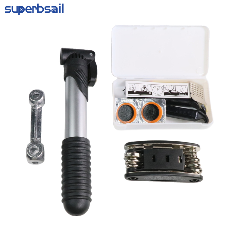 Superbsail Bike Tire Repair Tool Set With Pump And Tire Patch Mountain Tire Repair Tool Set
