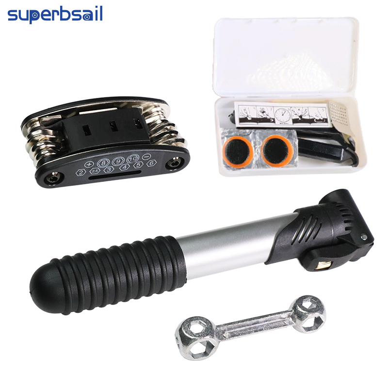 Superbsail Bike Tire Repair Tool Set With Pump And Tire Patch Mountain Tire Repair Tool Set