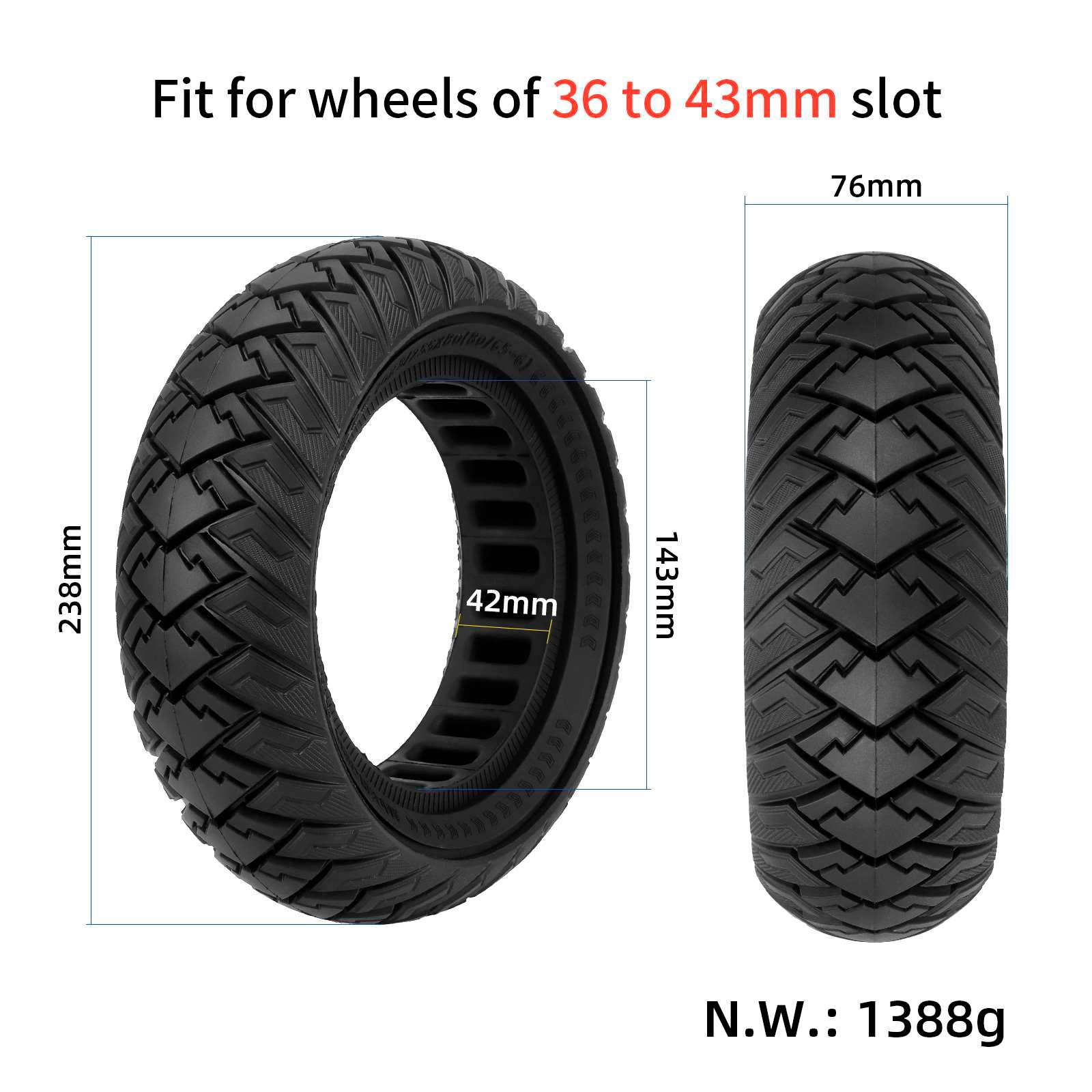 D8L 10*3/255*80(80/65-6) Off-road Solid Tire for Electric Scooter Tire and E-Scooter Front or Rear Solid Tire Replacement
