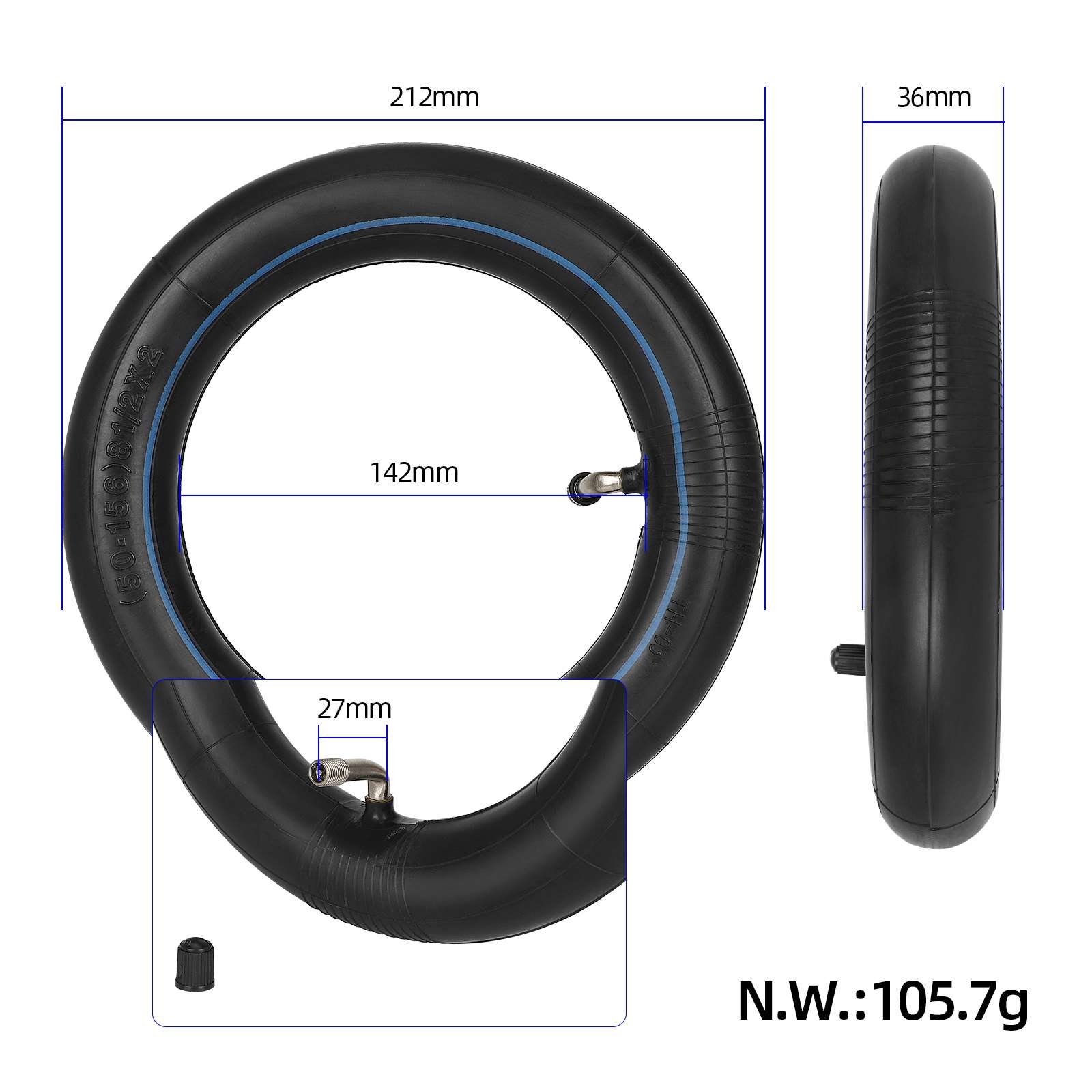 8.5 Inch Inner Tube With Bent Valve 90 Degree 8 1/2 * 2 Thickened Inner Tires For Xiaomi Electric Scooter Accessories Parts