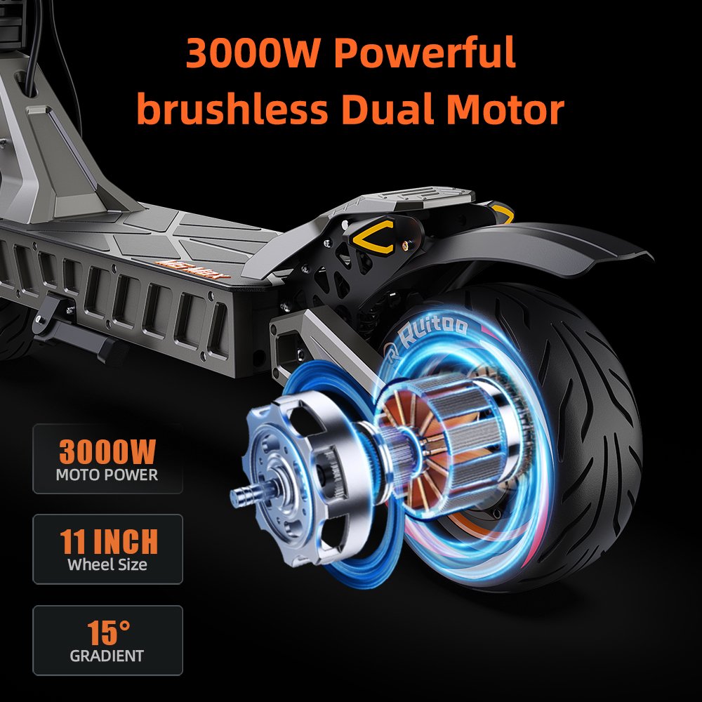 RuiToo M6Max Fat Tire 1500w Dual Motor Off Road Electric Scooter for Adults