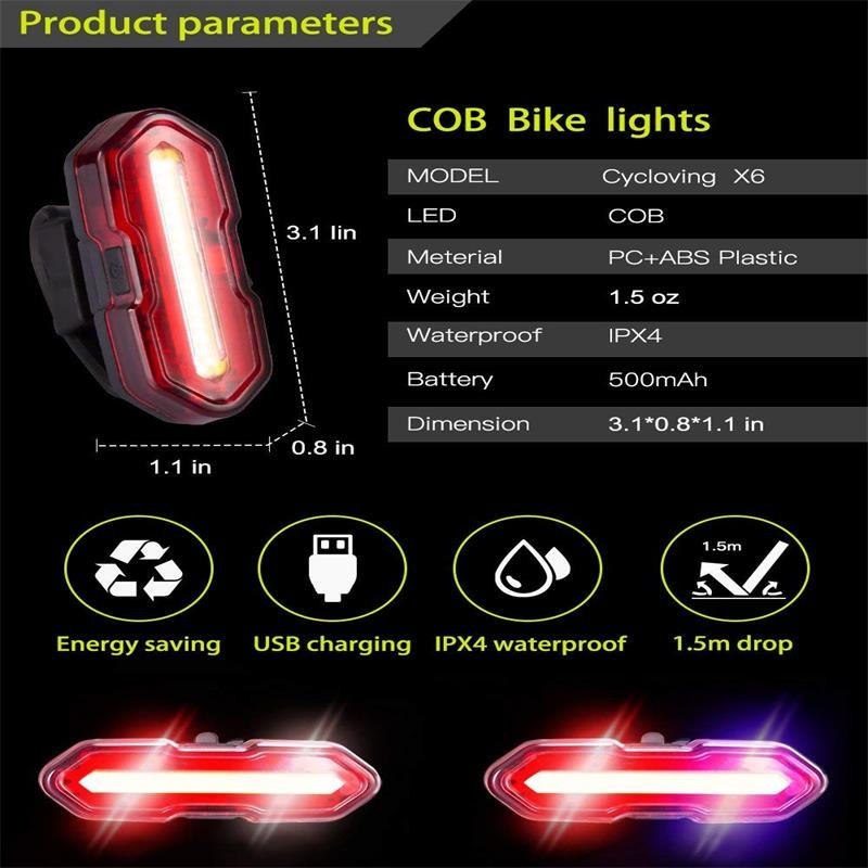 Superbsail Bike Headlight Led USB Rechargeable 5 Mode Option Red Blue Safety Night Light Electric Scooter Spare Parts Wholesale