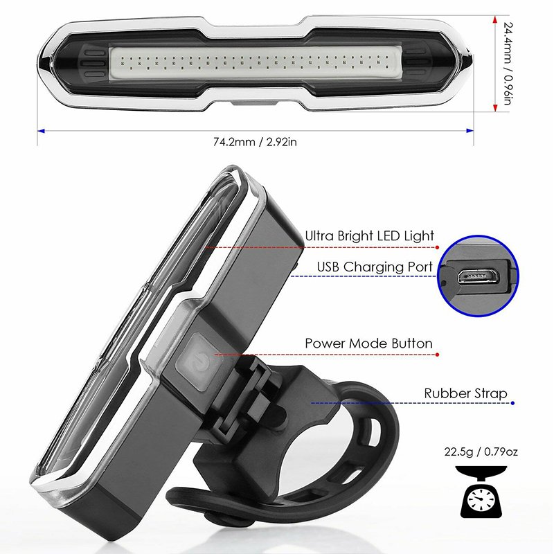 Superbsail Bike Headlight Led USB Rechargeable 5 Mode Option Red Blue Safety Night Light Electric Scooter Spare Parts Wholesale