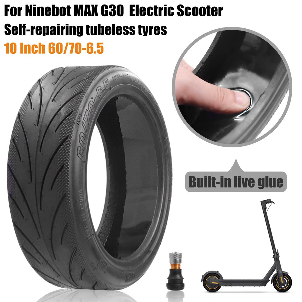 New Image EU warehouse Stock 60/70-6.5 Tubeless tire with glue inside+valve for Max G30 Series/E2 Pro Electric Scooter