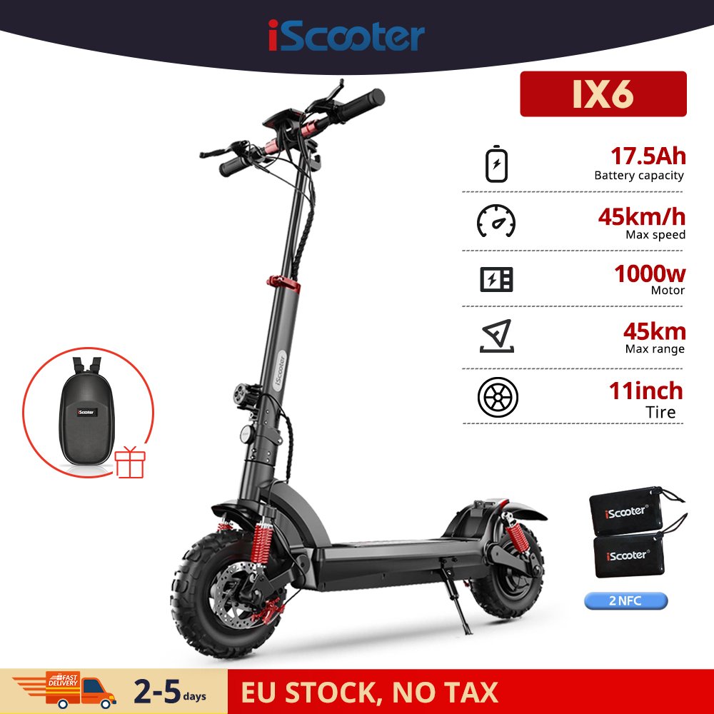 iScooter EU Warehouse Stock 11 inch Two Wheels 1000w 17.5ah 45km/h Foldable Powerful Adult Electric Scooter