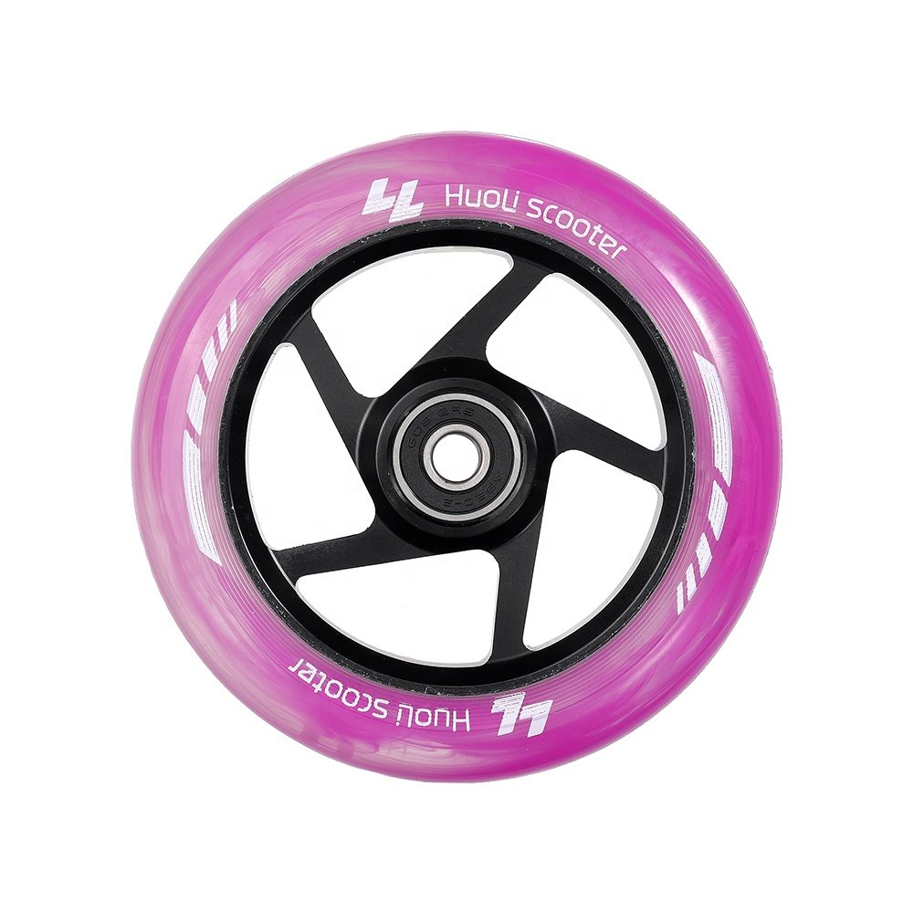 Huoli Pro Stunt Scooter Wheels 110mm 120mm 130mm Wheels Abec-9 Bearing Aluminum Alloy Core Transparent Color Scooter Wheel