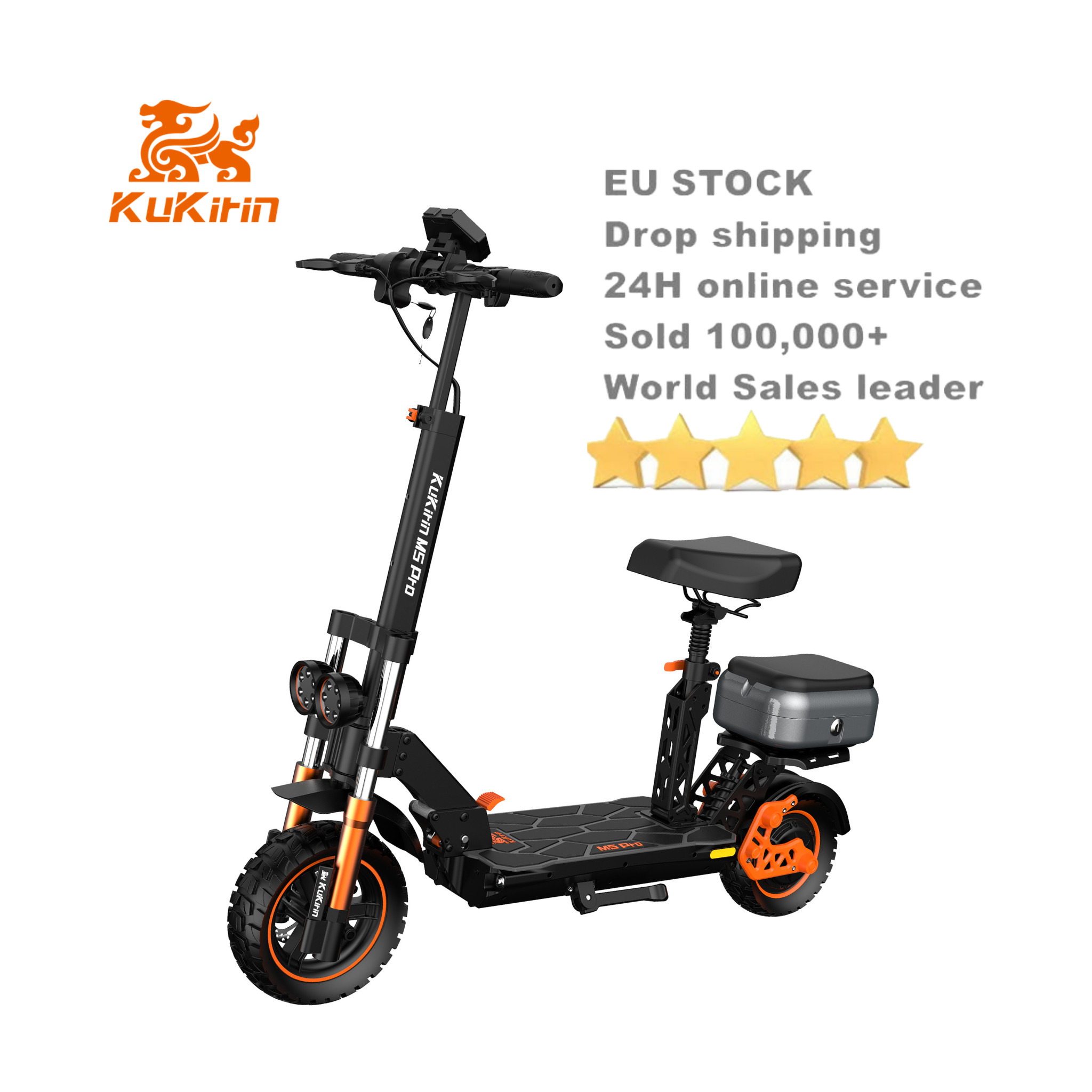 (SOLD OUT) Most Popular in 2024 EU warehouse waterproof 1200W 20AH 70km range kukirin M5 pro electric scooter with seat