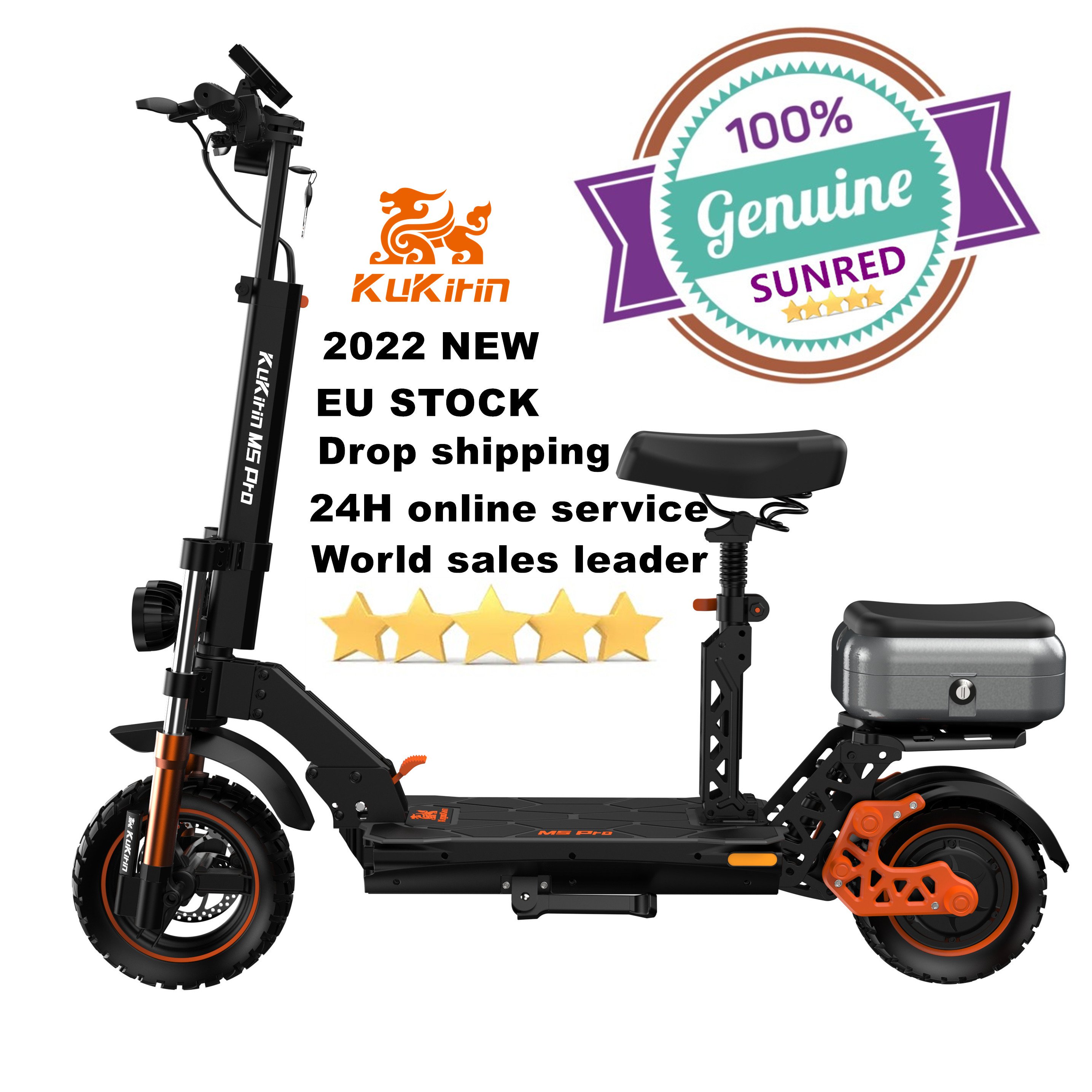 2024 new New Eu Uk Warehouse Manned Seat Kugookirin 48V Adult Kukirin M5 Pro Storage Box Electric Scooters