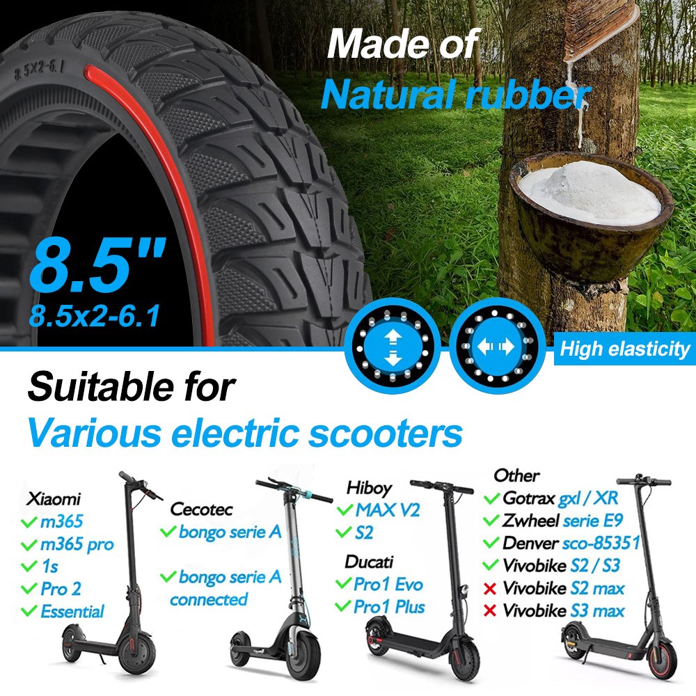 Wholesale Honeycomb Solid Tyre Shock Absorption Red and Black Rubber Scooter Tires 8.5 inch Tubeless