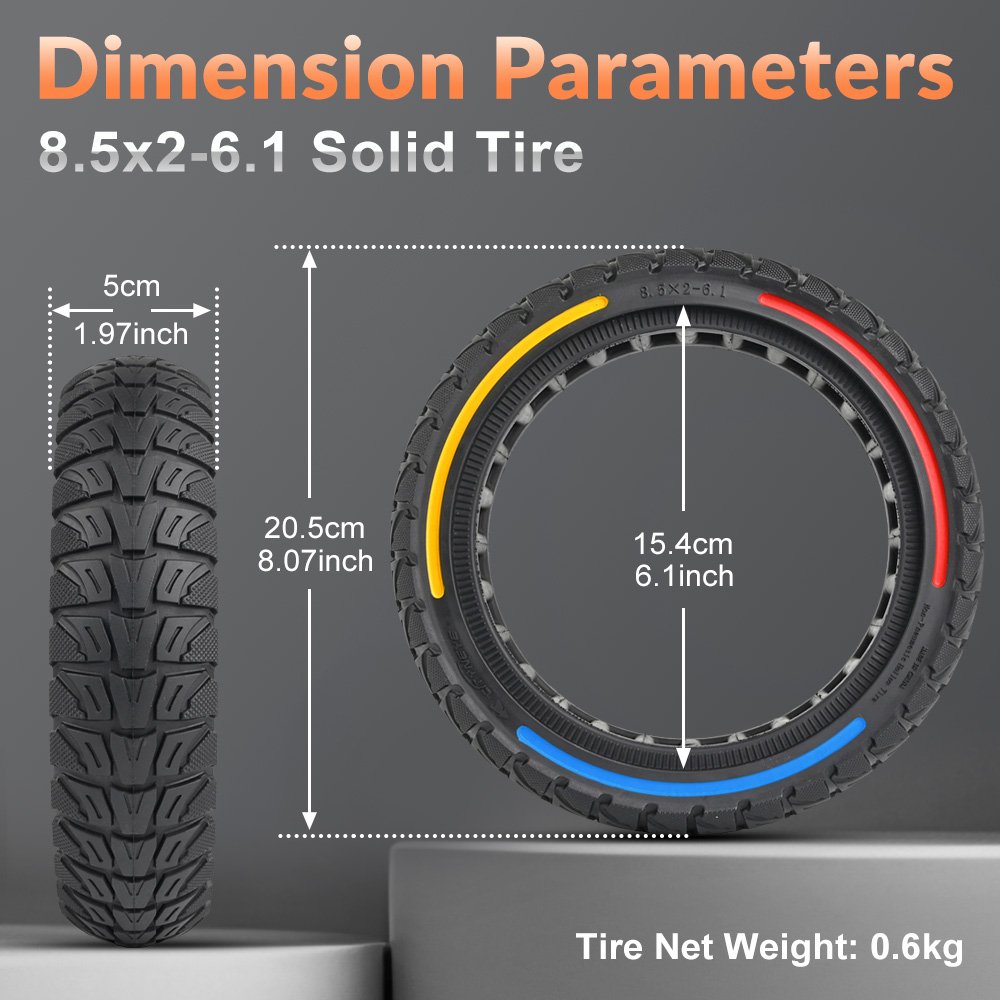 Wholesale Honeycomb Solid Tyre Shock Absorption Red and Black Rubber Scooter Tires 8.5 inch Tubeless