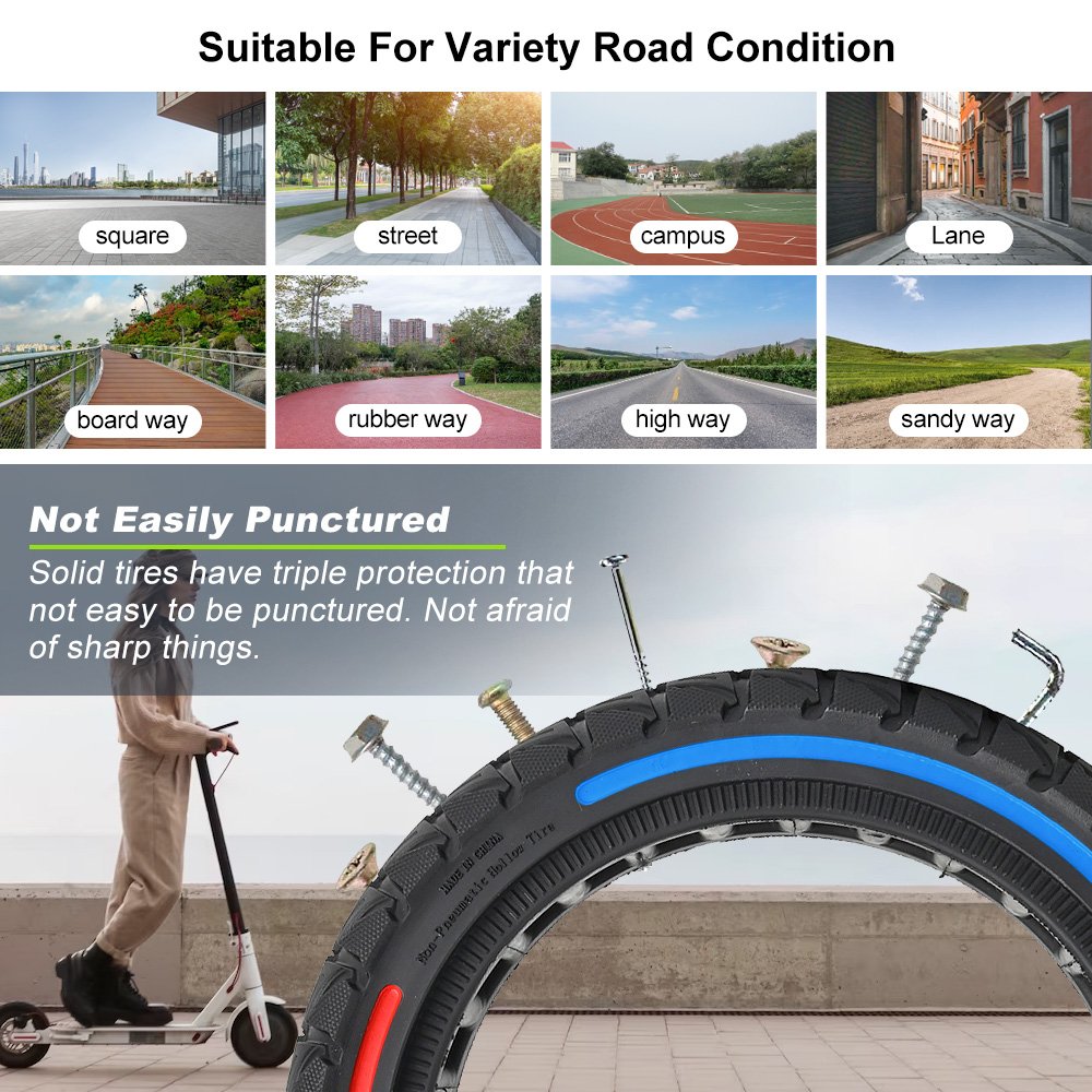 Wholesale Honeycomb Solid Tyre Shock Absorption Red and Black Rubber Scooter Tires 8.5 inch Tubeless