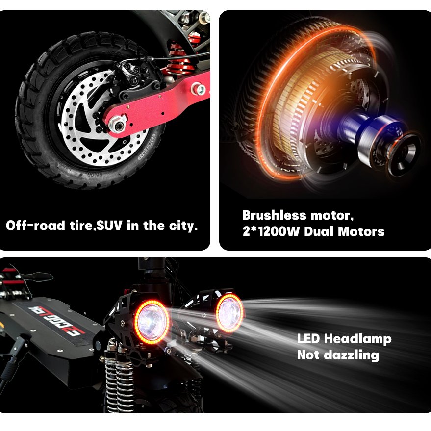 EU in stock hunter quad elettr escooter 1000w 2000w 3000w electric scooter 65 km range adult