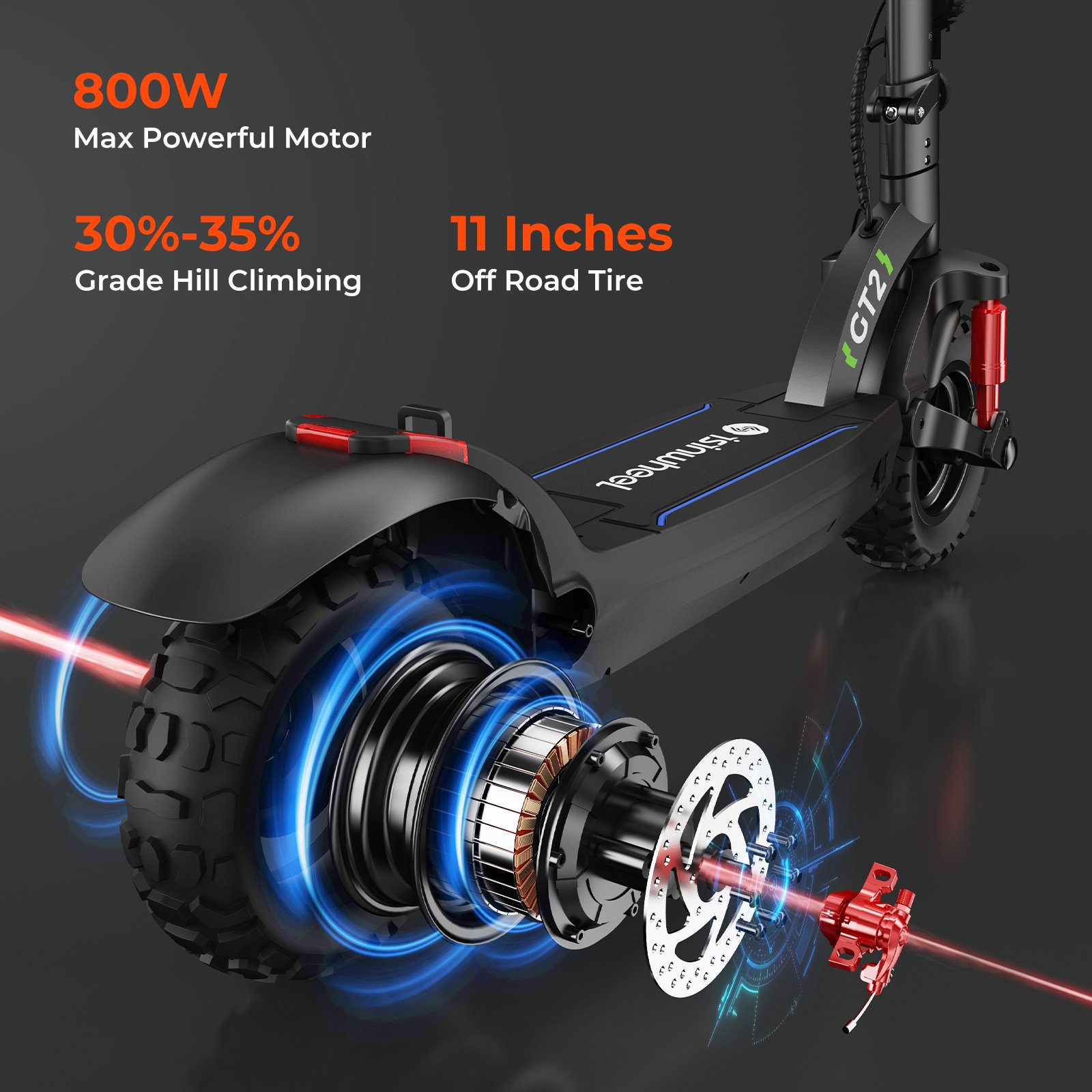 iSinwheel GT2 800W Off-Road Electric Scooter Two-Wheel High-Speed Model Double Big Wheel Shock Absorber E scooters