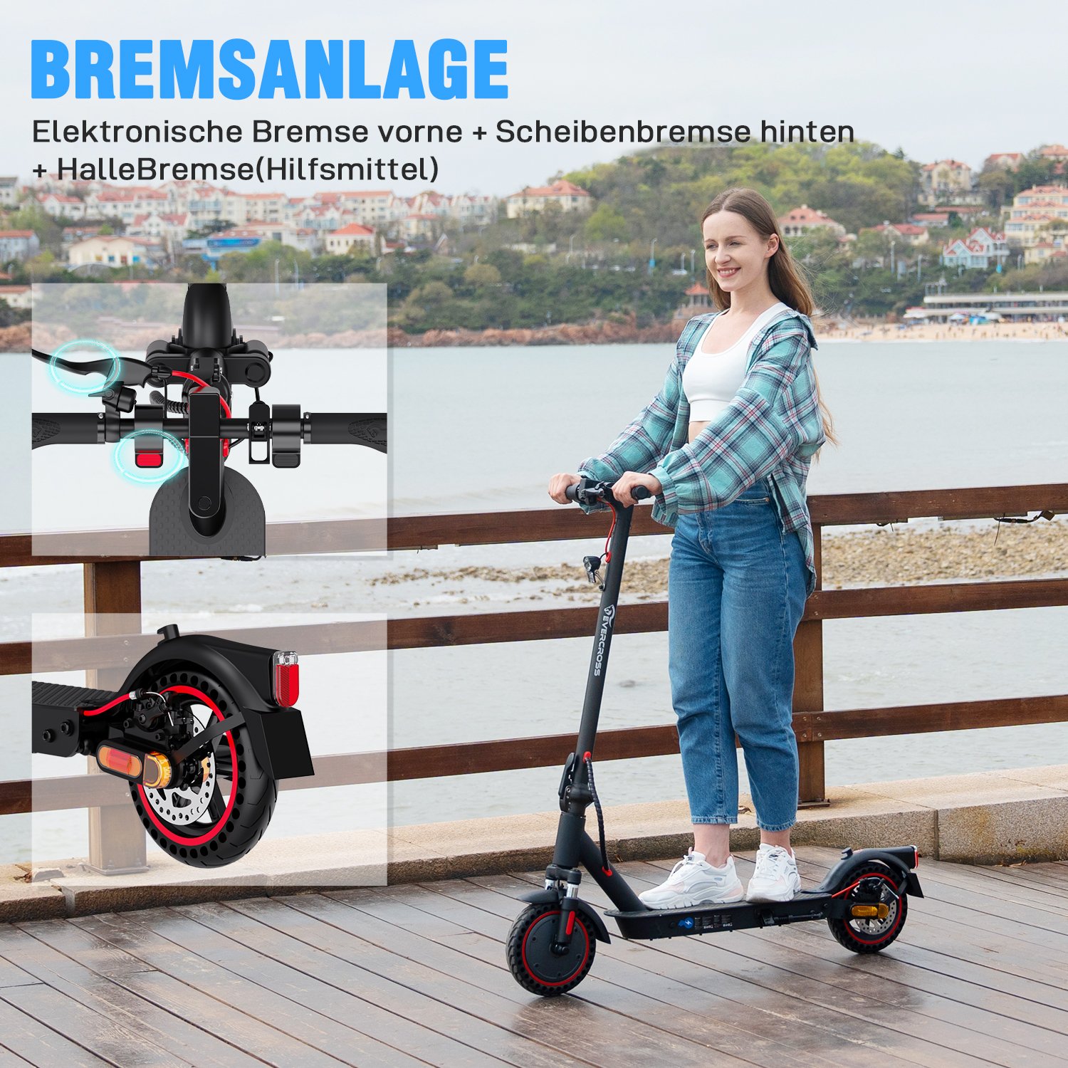 Evercross EU Stock 400W 42V 8.5inch Solid Tyres E-Scooter 3 Speeds Adults Teenager Gift Folding ABE Electric Scooters with APP